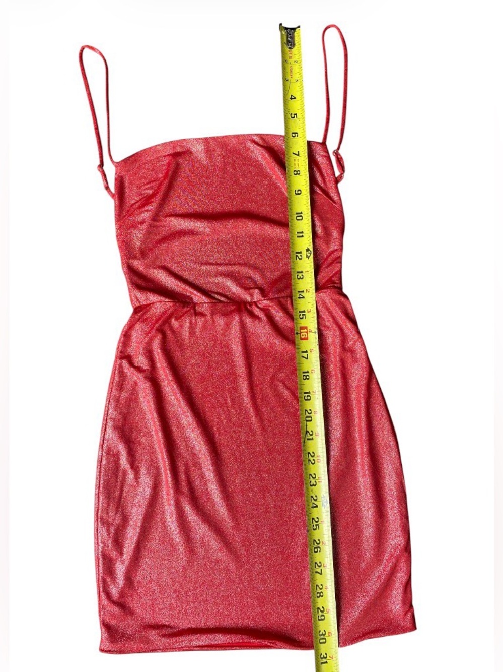 Lucy in the Sky Strappy Mini Dress in Red Shimmer Size S - Picture 6 of 10